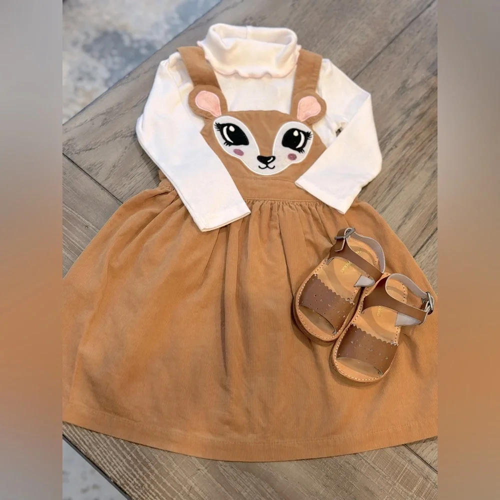 🦌NEVER WORN🦌 Blueberi Boulevard Fawn Jumper & Turtleneck Ensemble! NWOT, Sz 3T - Picture 2 of 5